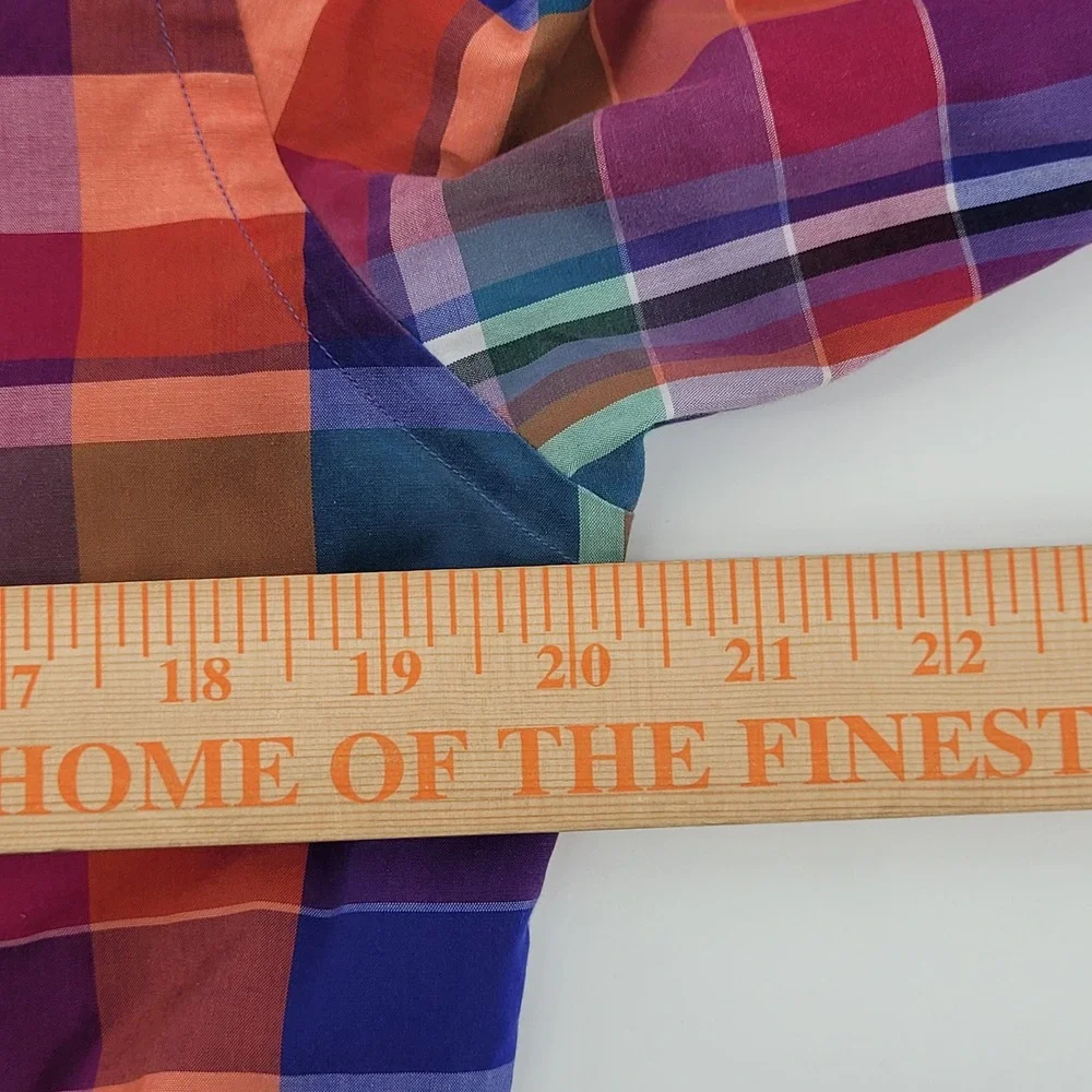 Eton Button Down Shirt 15.75 40 Multicolor Plaid‎ Slim Fit Cotton Mens